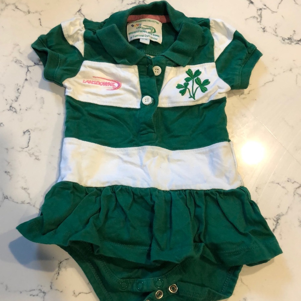 Lansdowne green and white onsie dress